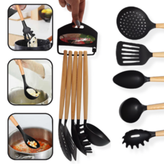 Set cocina X5 Utensilios espatula cucharon Kit Mango Plástico Cocina Bazar - comprar online