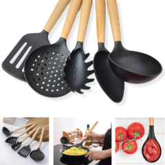 Set X5 Utensilios Kit Cocina Mango Plástico Cocina Bazar en internet