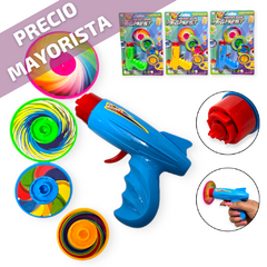 juguete Pistola Trompo Lanzador Discos Juego Infantil