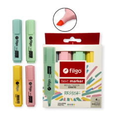 Resaltador Fibron filgo color pastel Escolar X4 Unidades Utiles