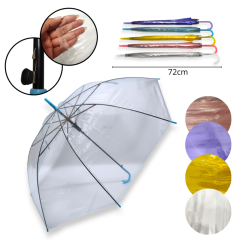 Paraguas Infantil Largo Transparente Unisex Reforzado