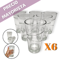 Vasos Vidrio Alto Diseño Agua Jugo Durax X6 Unidades