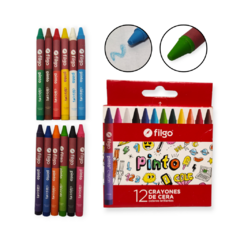 Crayones Caja de 12 colores cortos filgo escolar libreria