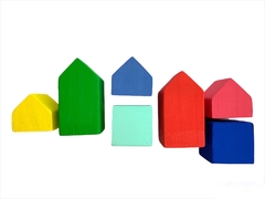 Set de 7 casitas de madera multicolor