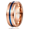 Anel Masculino Rose Linha Azul de Tungstênio 8mm