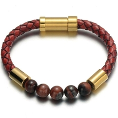 Pulseira Masculina Valore de Couro e Pedra Natural Luxo - Pulseiras e Acessórios Masculino | Sr Lordre