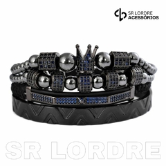 Kit de Pulseiras Real Rei Luxo Cravejado Zircônia - Pulseiras e Acessórios Masculino | Sr Lordre