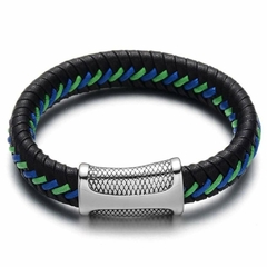 Pulseiras Masculinas Color Trançada de Couro genuíno