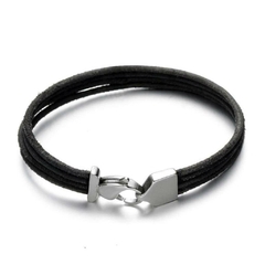 Pulseira Masculina Fitas de couro Genuíno Fecho Lagosta Aço Inox - comprar online