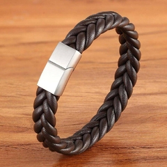 Pulseira Masculina de Couro Estilo Clássico Fecho Magnético - Pulseiras e Acessórios Masculino | Sr Lordre