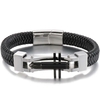 Pulseira Masculina Cruz Bala de Couro Fecho Aço Inoxidável