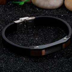 Pulseira Masculina For Men de Couro e Aço Inox - comprar online