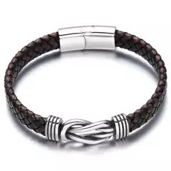 Pulseira Masculina Nó de Marinheiro Couro Genuíno