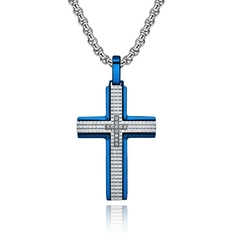 Colar Masculino Cruz Cross Cravejado em Zircônia Aço Inoxidável