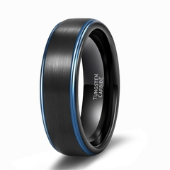 Anel Masculino Azul Escovado Tungstênio - comprar online