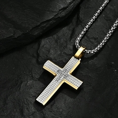 Colar Masculino Cruz Cross Cravejado em Zircônia Aço Inoxidável - comprar online