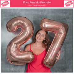 Imagem do Kit 2 unidades Balão Metalizado Rose Gold Número com 75 cm