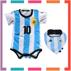 Body MUNDIAL Argentina Messi 10 Algodón Premium + Bandana Babero Tricapa en internet