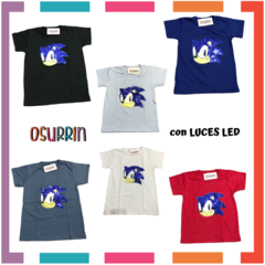 Remera SONIC con aplique LUCES LED