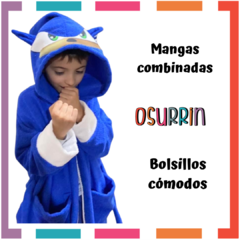 Bata Salida de Baño SONIC Toalla Toallon Tipo Disfraz con CRESTA - comprar online