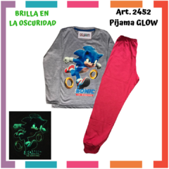 Pijama SONIC estampa GLOW que BRILLA en la oscuridad 100% algodón peinado premium - tienda online