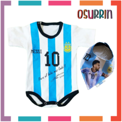 Body MUNDIAL Argentina Messi 10 Algodón Premium + Bandana Babero Tricapa