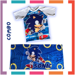 Combo Toalla Toallon + Remera de Agua Sonic - tienda online