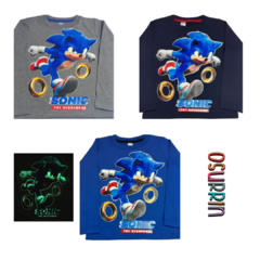 Remera SONIC que BRILLA en la oscuridad 100% algodón peinado premium - tienda online