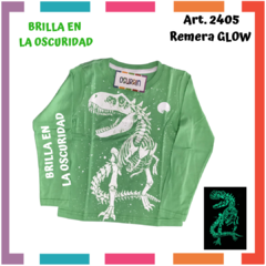 Remera ML GLOW que BRILLA en la oscuridad 100% algodón peinado premium DINOSAURIO en internet