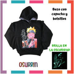 Buzo con Capucha NARUTO con estampa GLOW Brilla en la oscurid