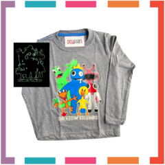 Remera RAINBOW FRIENDS GLOW que BRILLA en la oscuridad 100% algodón peinado premium - comprar online