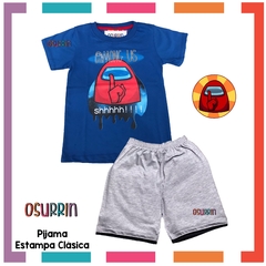 Pijama Verano AMONG US Remera + Short estampa CLÁSICA algodón peinado premium - tienda online