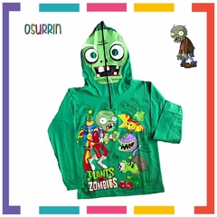 Remera de algodón con máscara y estampa de PLANTAS VS ZOMBIES. T4 al 14. - tienda online