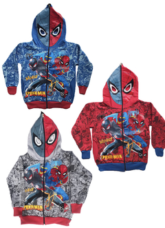 Campera Doble Frisa Capucha con Máscara y Bolsillos. Estampas Super Heroes. T4 AL 12. - tienda online