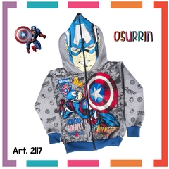 Campera Doble Frisa Capucha con Máscara y Bolsillos. Estampas Super Heroes. T4 AL 12. en internet