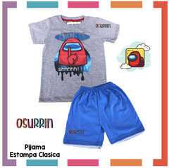 Imagen de Pijama Verano AMONG US Remera + Short estampa CLÁSICA algodón peinado premium