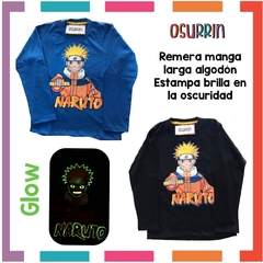 Remera ML GLOW que BRILLA en la oscuridad 100% algodón peinado premium NARUTO - comprar online