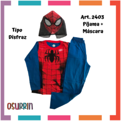 Pijama + Máscara tipo DISFRAZ de HOMBRE ARAÑA / Spiderman