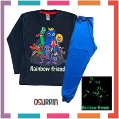 Pijama RAINBOW FRIENDS estampa GLOW que BRILLA en la oscuridad 100% algodón peinado premium