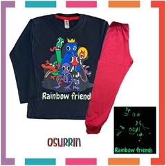 Pijama RAINBOW FRIENDS estampa GLOW que BRILLA en la oscuridad 100% algodón peinado premium en internet