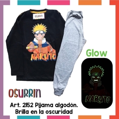 Pijama NARUTO estampa GLOW que BRILLA en la oscuridad 100% algodón peinado premium - tienda online