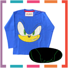 Remera SONIC que BRILLA en la oscuridad 100% algodón peinado premium