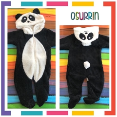 Enterito KIGURUMI PANDA con cara + orejitas + colita. Con cierre.