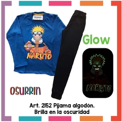 Pijama NARUTO estampa GLOW que BRILLA en la oscuridad 100% algodón peinado premium - comprar online