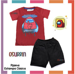 Pijama Verano AMONG US Remera + Short estampa CLÁSICA algodón peinado premium - OSURRIN