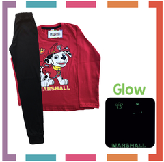 Pijama CHASE Patrulla Canina Paw Patrol estampa GLOW que BRILLA en la oscuridad 100% algodón peinado premium en internet