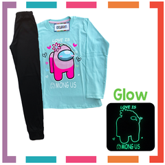 Pijama AMONG US estampa GLOW que BRILLA en la oscuridad 100% algodón peinado premium (copia) en internet