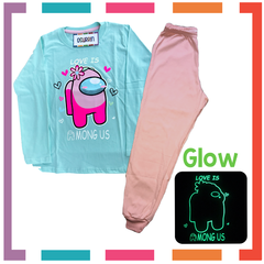 Pijama AMONG US estampa GLOW que BRILLA en la oscuridad 100% algodón peinado premium (copia) - OSURRIN
