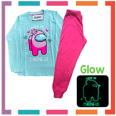 Pijama AMONG US estampa GLOW que BRILLA en la oscuridad 100% algodón peinado premium (copia) - tienda online