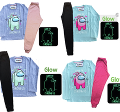 Pijama AMONG US estampa GLOW que BRILLA en la oscuridad 100% algodón peinado premium (copia)
